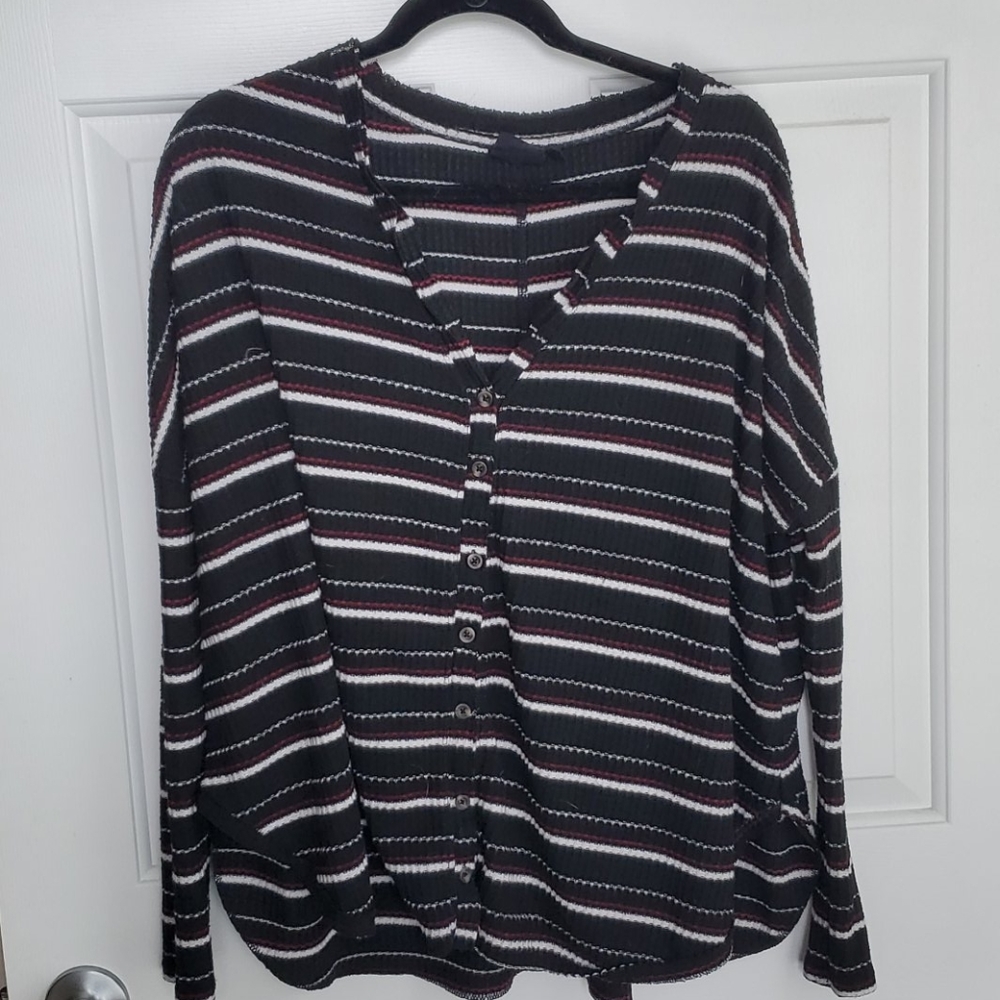 Striped Waffle Knit Long Sleeve